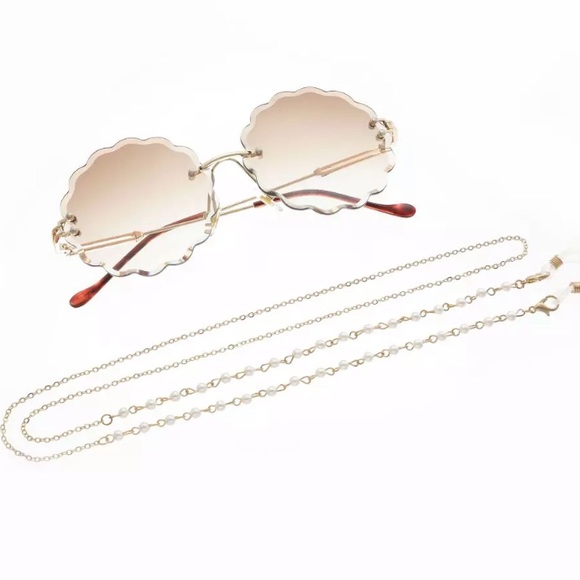 Chain Sunglasses Glasses Mask Silver Tone Chain - Picture 2 of 3